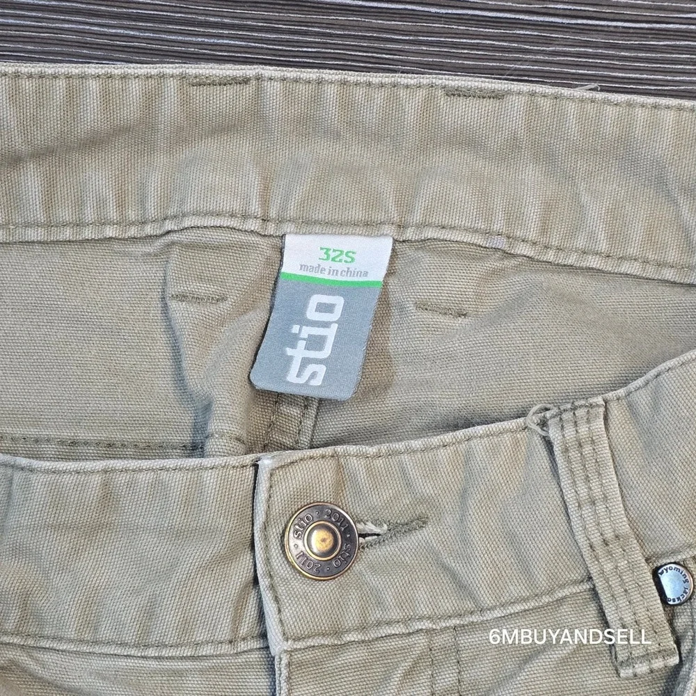 Stio Rivet Canvas Pants Mens 32S Khaki Tan Organic Cotton Stretch Outdoor 2335
